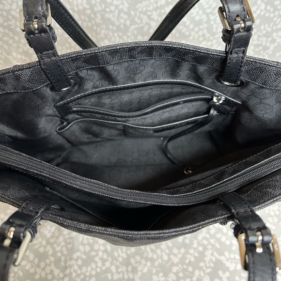 Michael Kors Jet Set Black Signiture Tote MK Logo Silver Logo and Hardware E1403 - Picture 5 of 7